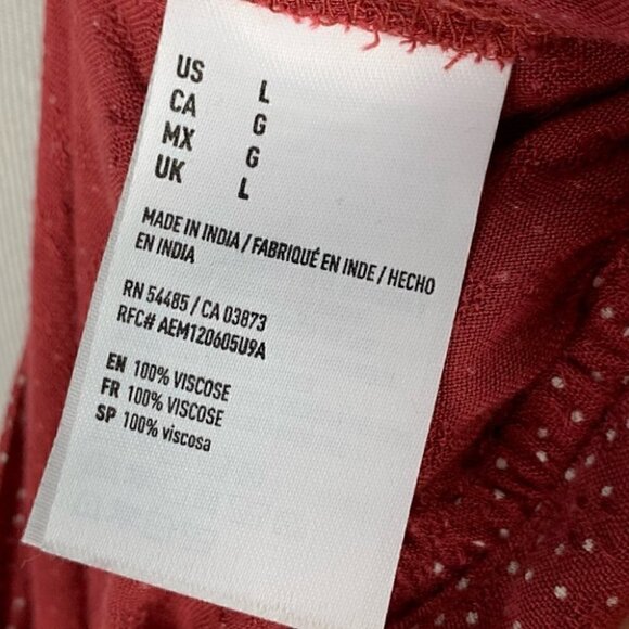 American Eagle outfitters Womens top sz L mauve pit dot bell sleeve boho peasant - Picture 8 of 10